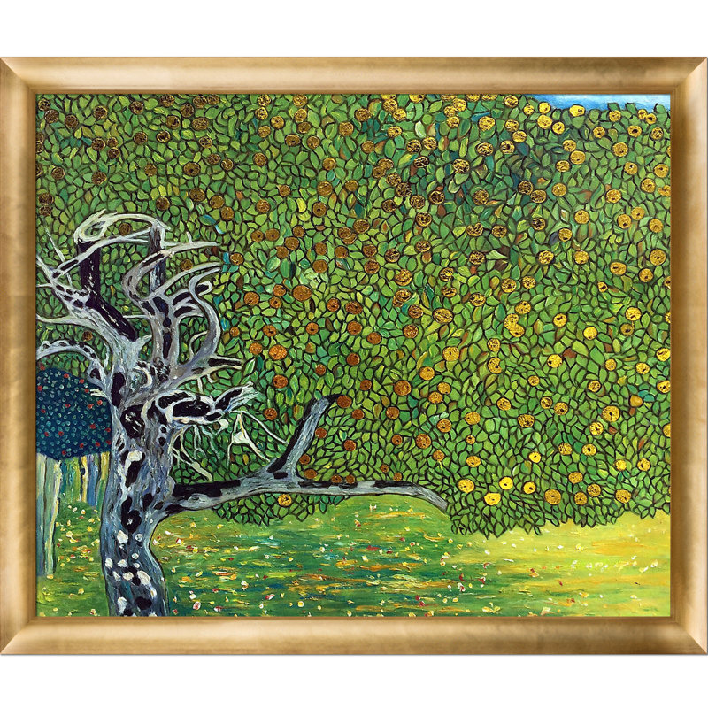 Golden Golden Tree Metallic Embellished par Gustav Klimt - peinture sur toile encadrée, H 23 po x l 27 po x P 2 po, Luminoso