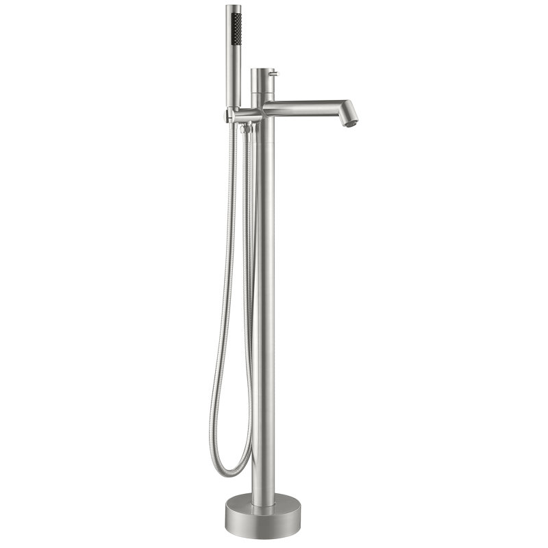 Floor Tub Filler with Diverter, Brushed Nickel