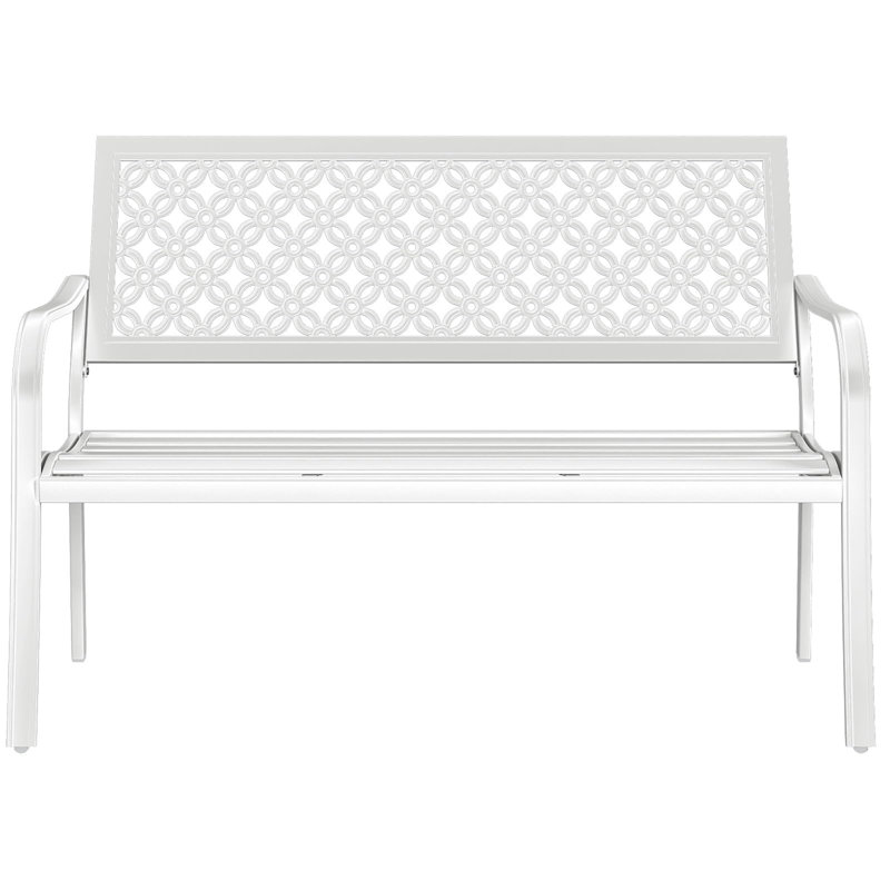 Red Barrel Studio Powder Coated Steel Garden Bench, White
