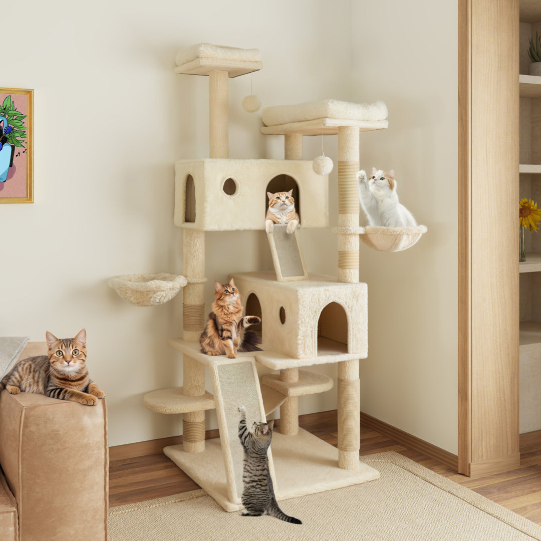 Filey 65.7'' H Carpet Cat Tree Condos and Scratching Posts Included, with Platforms and Hammock Archie & Oscar™ 