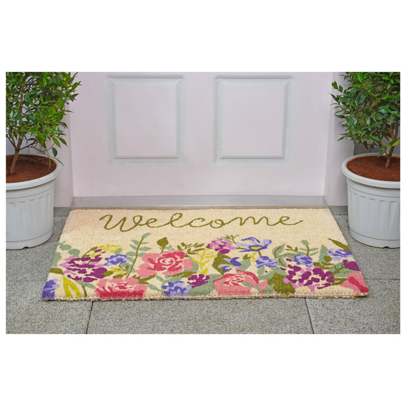 Welcome Floral Doormat 24" x 36"