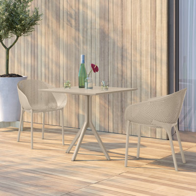 Farrah 31.5" W UV-Resistant Square 2-Person Patio Dining Set