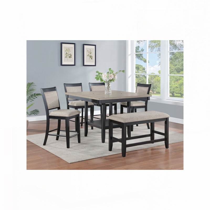 2pc Counter Height Chair, Beige, Black