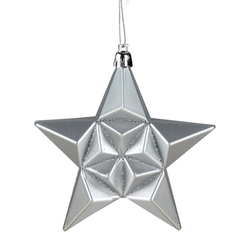 Glittered Star Shatterproof Christmas Ornament, Silver Splendour
