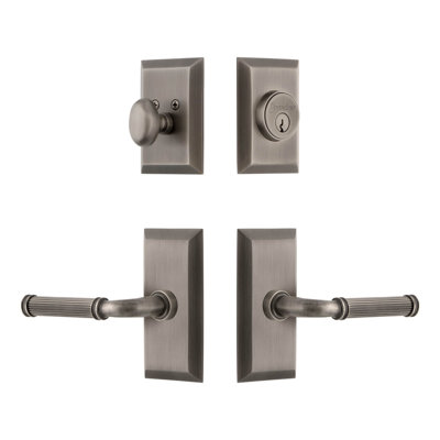 Fifth Avenue Short Plate Complete Entry Set with Single Cylinder Deadbolot and Soleil Lever