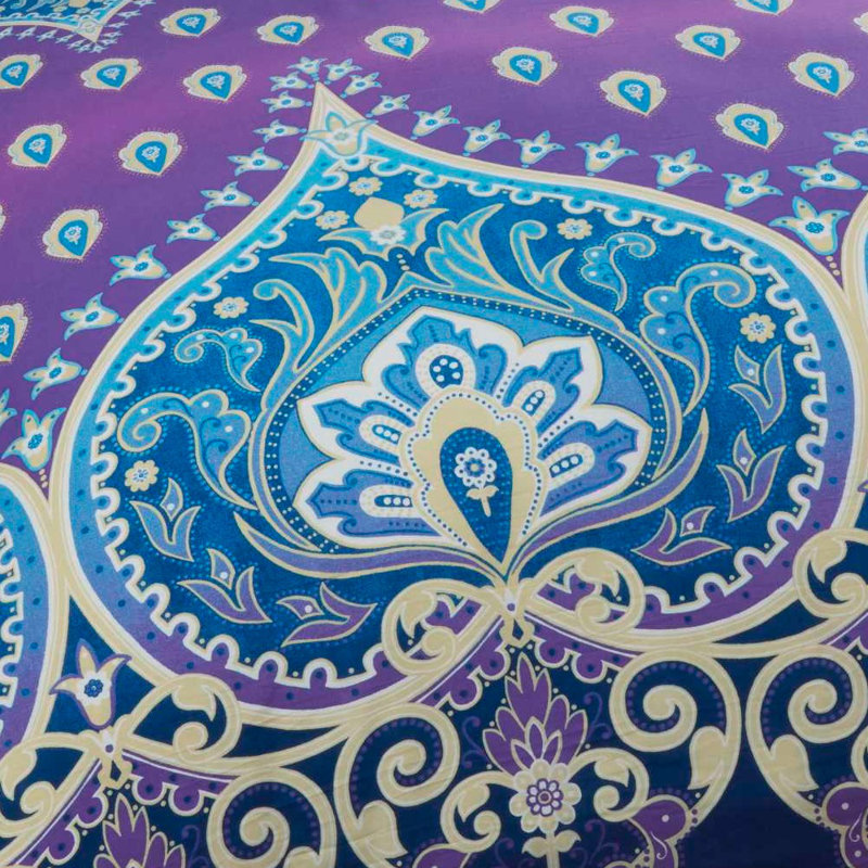 Comerfo Polyester/Cotton Damask Duvet Cover with Pillowcases, Sapphire, Single Duvet Cover + 1 Standard Pillowcase