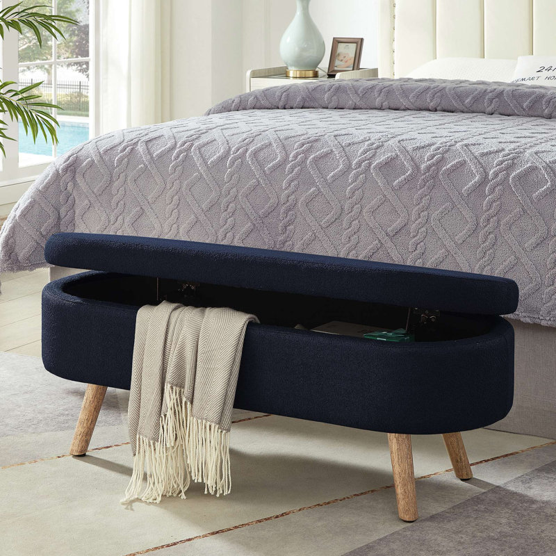 Banc de rangement avec repose-pieds ovale Luxury, Marine