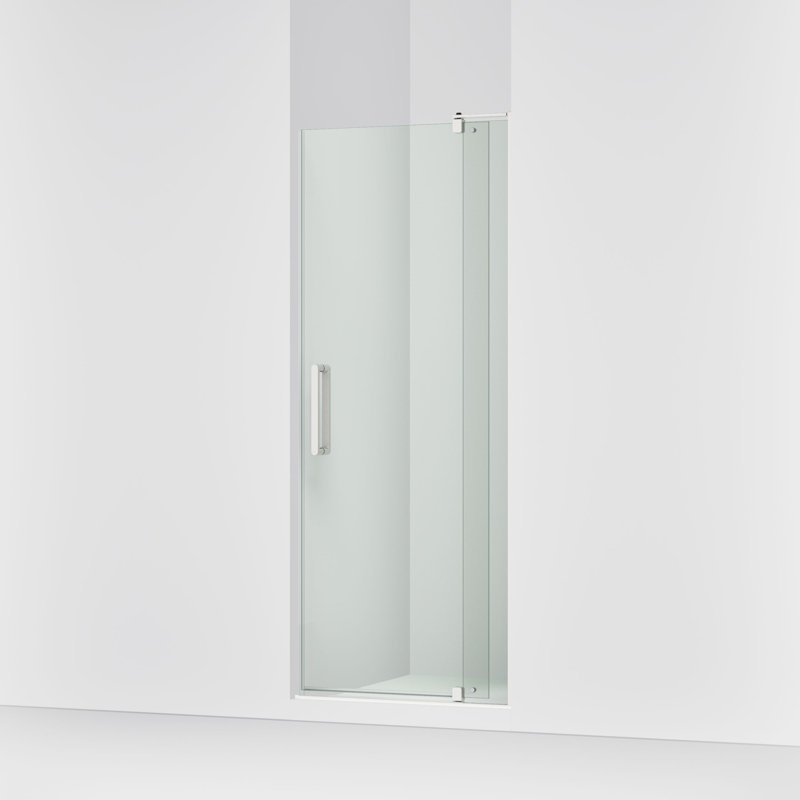 Revel 27.25'' x 74'' Pivot Shower Door with CleanCoat Technology, Bright Polished Silver