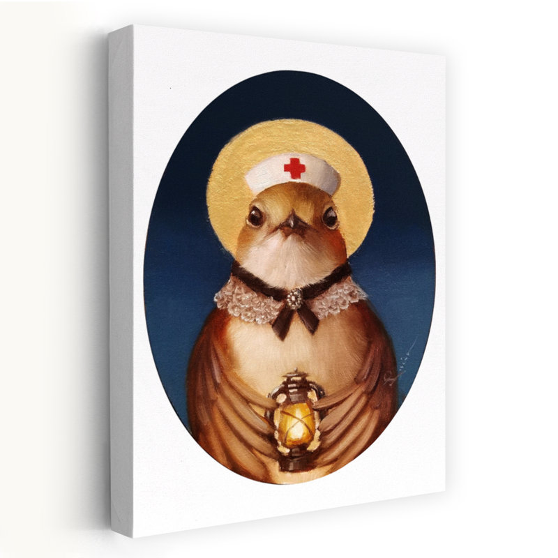 Florence Nightingale - Animaux, surréalisme urbain et pop, humour, oiseaux, H 36 po x l 24 po