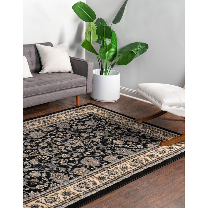 Charlton Home® Hanan Performance Black Rug & Reviews | Wayfair