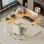 Bureau debout en forme de L de 75 pouces, bureau électrique à hauteur réglable pour le bureau à domicile, grand bureau d'ordinateur ergonomique avec 3 boutons de mémoire, gestion des câbles, bureau d'angle pour la maison et le bureau, brun rustique-430396656-429423302