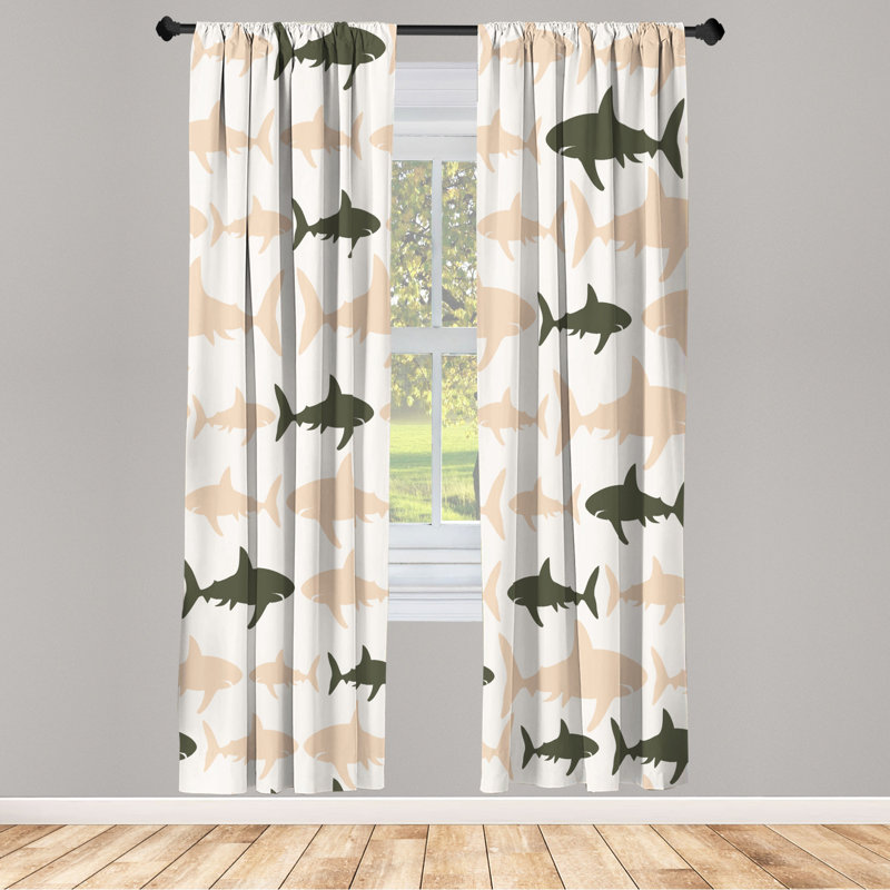 Microfiber Floral Semi-Sheer Rod Pocket Curtain Panels, 28" W x 63" L, Orange/White/Seaweed