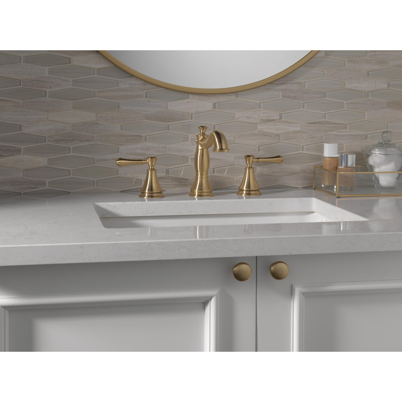 Robinet de salle de bain à large entraxe à 3 trous et à 2 poignées avec bonde Cassidy, Bronze-Champagne lustré