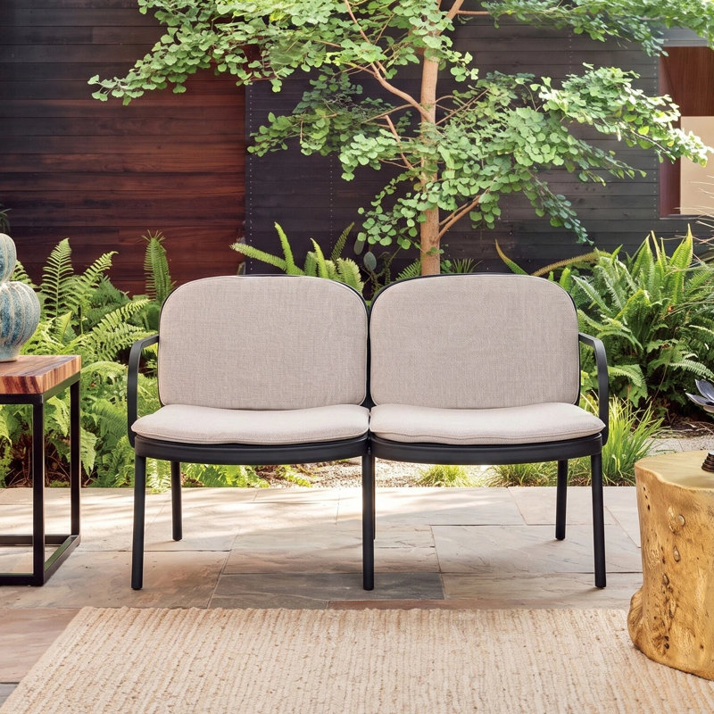 Causeuse de patio avec coussins Kohen, Beige, Noir