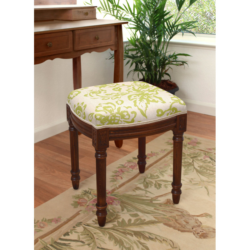 Tabouret de coiffeuse en lin Camey, Noyers, Vert chartreuse
