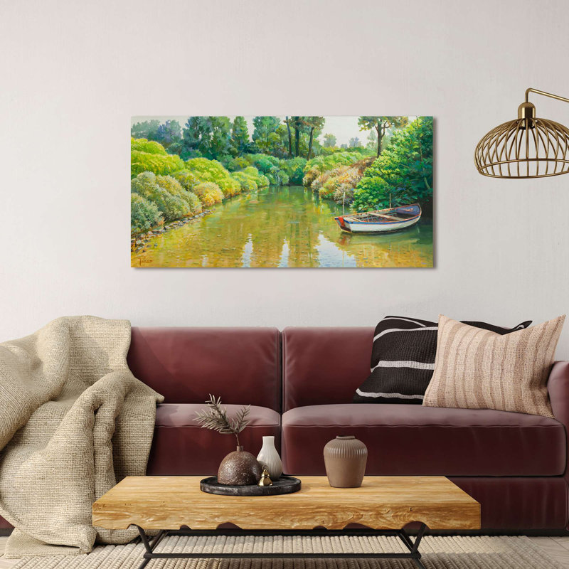Landscape Painting: In The Stillness Of The Clearing by Adriano Galasso - Wrapped Canvas Print, 70cm H x 140cm W x 4cm D