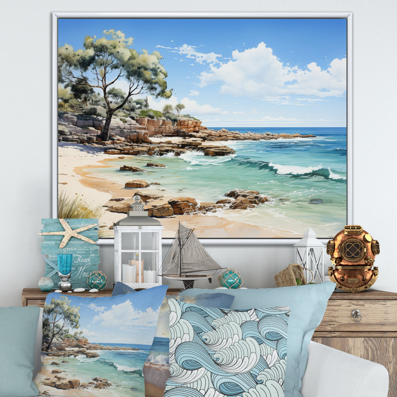 «Alvetta Cable Beach Broome II», reproduction sur toile, H 24 po x l 32 po x P 1 po, Cadre flottant blanc