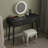 39" Small Space Desk & Vanity, Solid Wood 2-Drawer Compact Black Desk -143293383