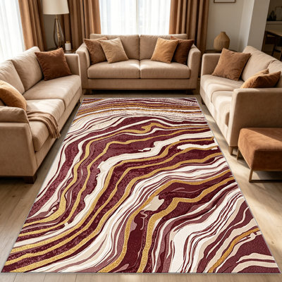 Burgundy Gold Floral area rugs for Living Room, Soft and Comfortable, Suitable for all seasons, easy to maintain, machine washable Indoor floor mat, Under Table Farmhouse suitable for Bedroom, Dining Room, Study, Patio, Balcony, Home Decor