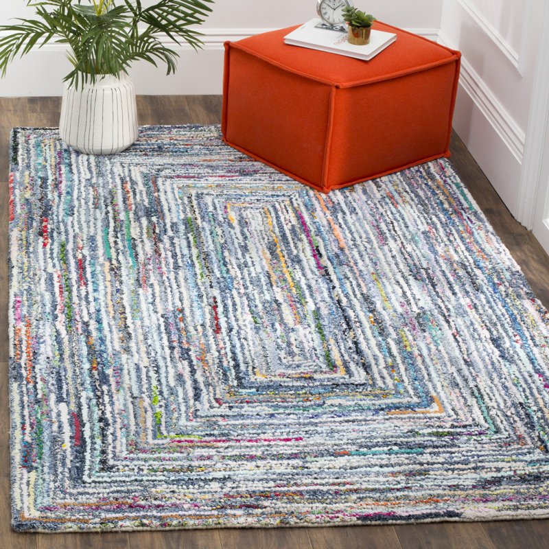 Baum Hand Tufted Cotton Geometric Rug, Rectangle 4' x 6'