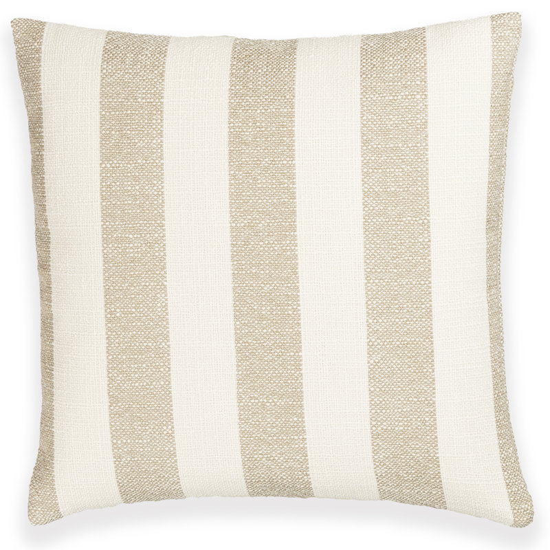 Coussin Birch Lane Harding, Polyester, Brun rayé, Carré 20 po