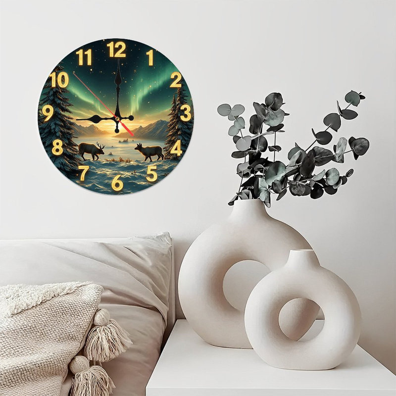Horloge murale chevreuil Northern Lights