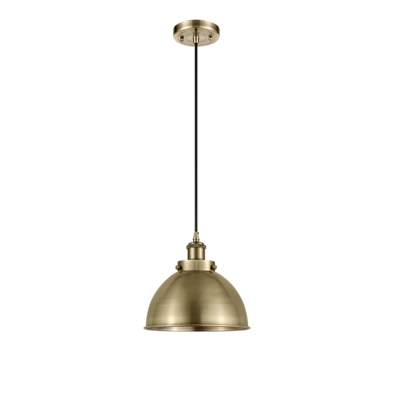 Luminaire suspendu en forme de dôme à 1 lumière Amalle, Laiton antique, Laiton antique, Non