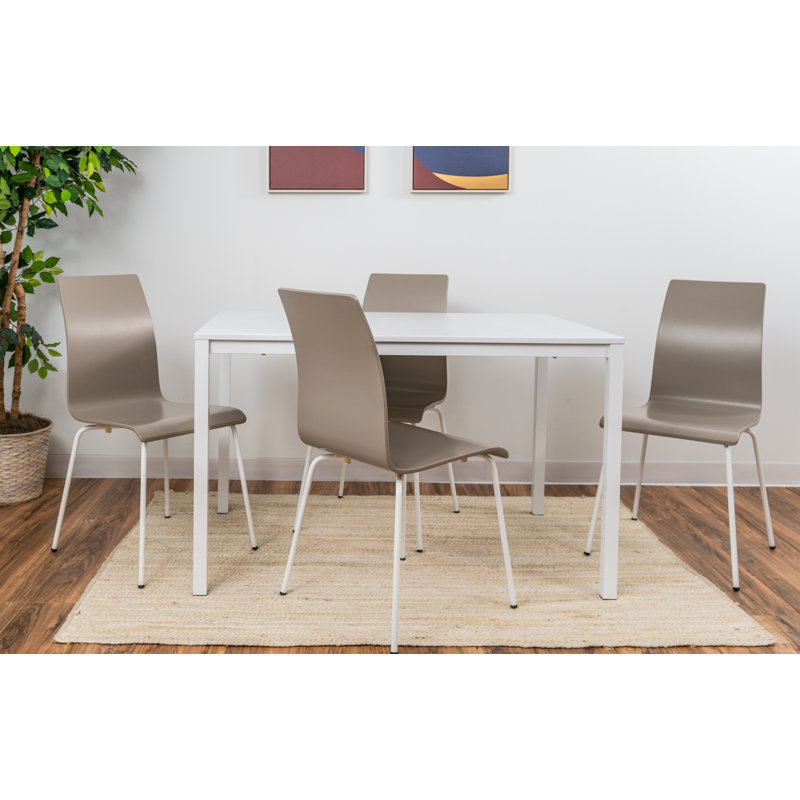 4 - Person Four Leg Dining Set, Gray/Chrome, White