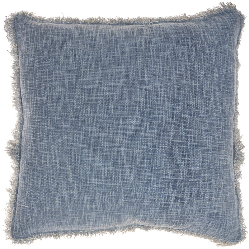 Ocean Blue Cotton Stonewash 22" Square Throw Pillow