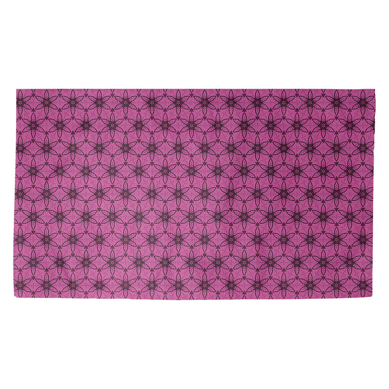 Tapis rose/noir à cercles ornés Avicia, Rectangle 2 pi 2 po x 3 pi 4 po
