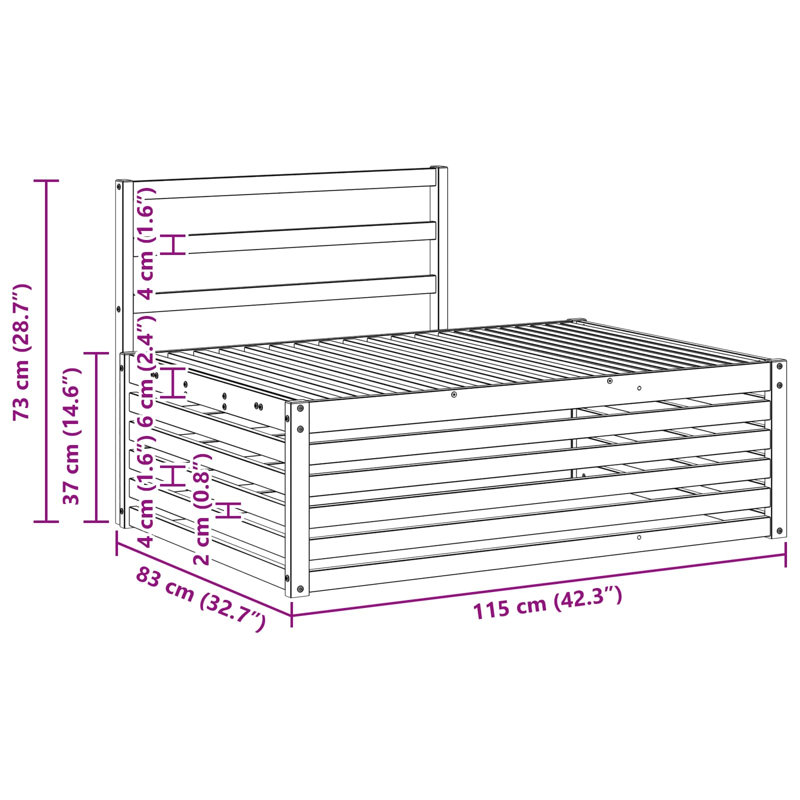 115 cm W Patio Corner Sofa