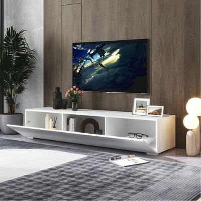 Meuble audio-vidéo moderne avec console multimédia de rangement pour téléviseurs de 59 po ou moins