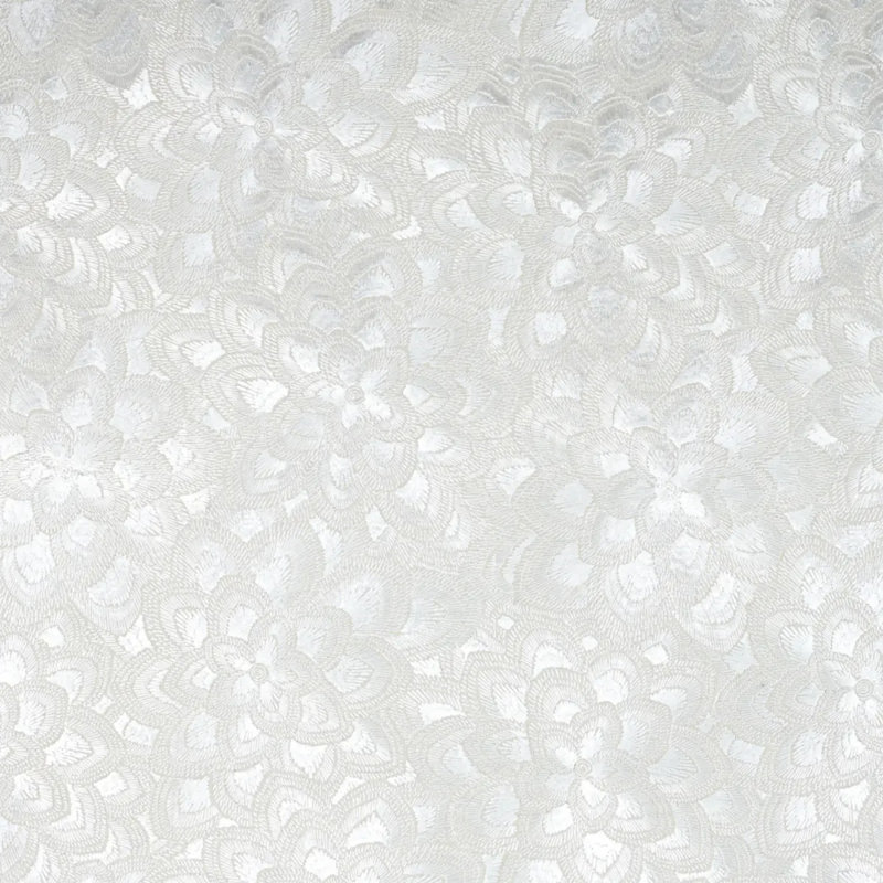 Lotus Embroidery Fabric, Pearl
