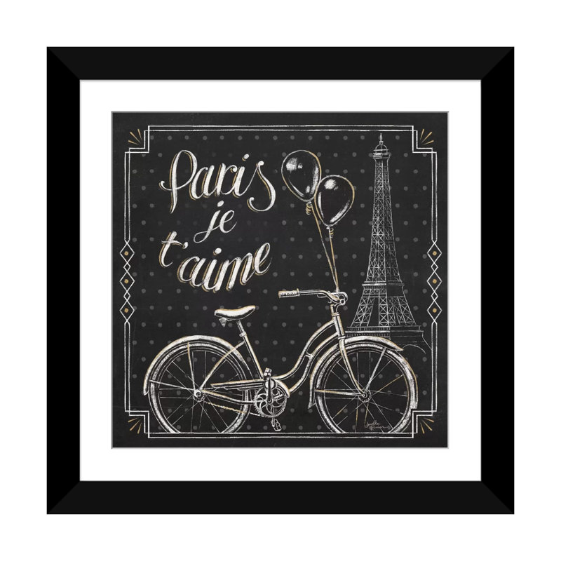 « vive paris vii », art textuel sur toile tendue, Papier avec cadre noir, H 24 po x l 24 po x P 1 po, Blanc