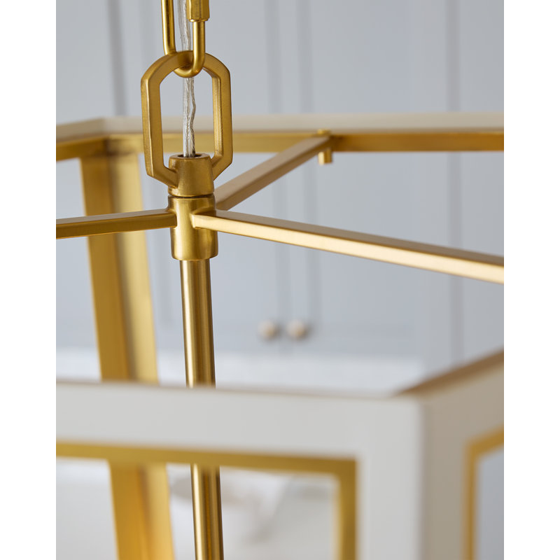 Curt 4 - Light Chandelier, Matte White/Burnished Brass