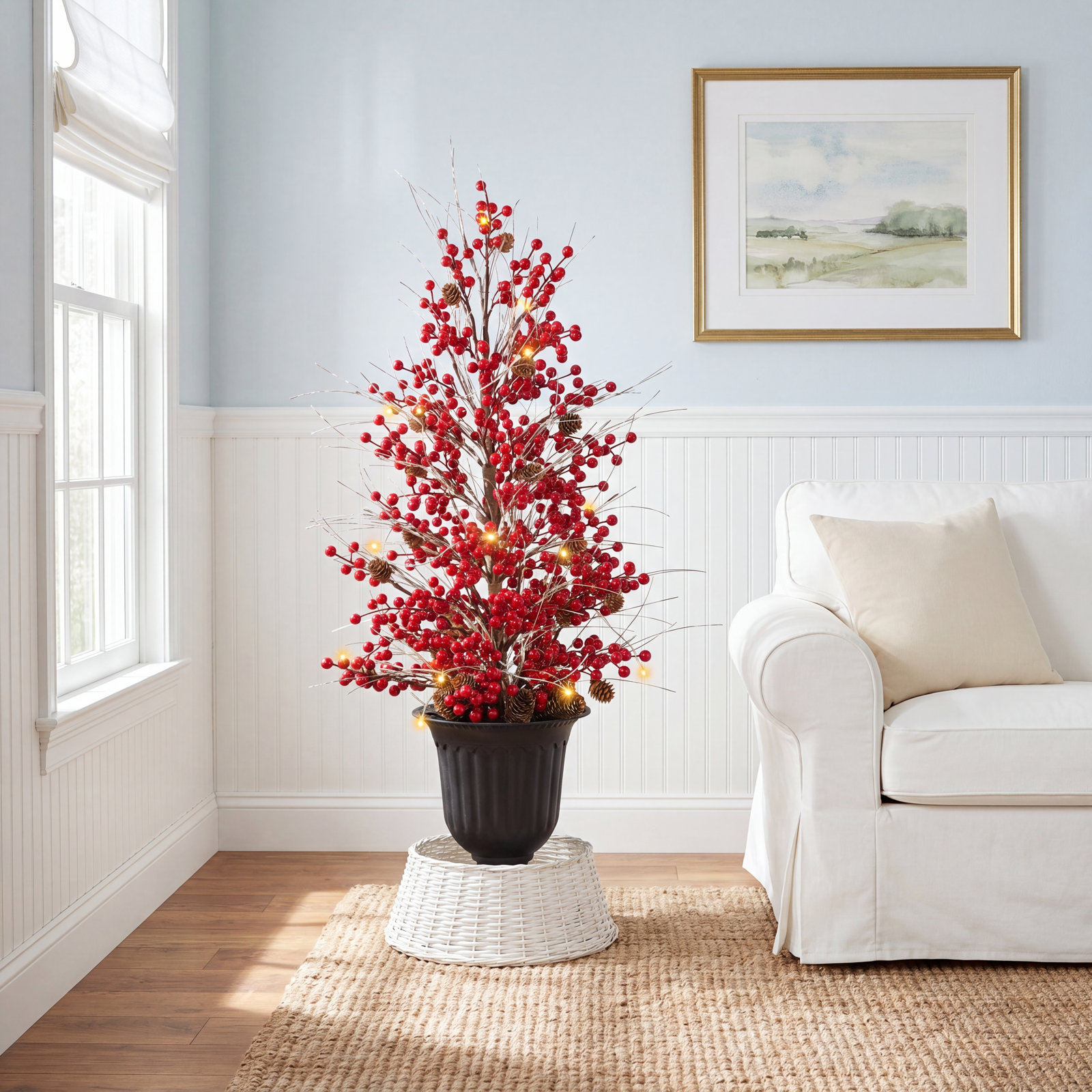 36" Pre-Lit Berry Tree in Pot