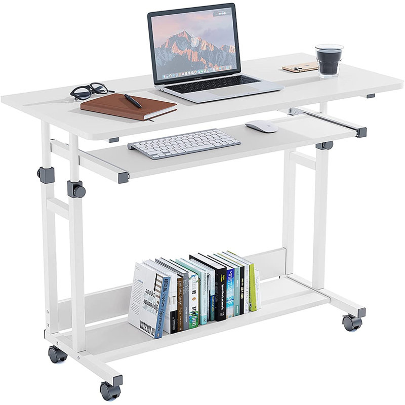 Adjustable Height Computer Desk, White