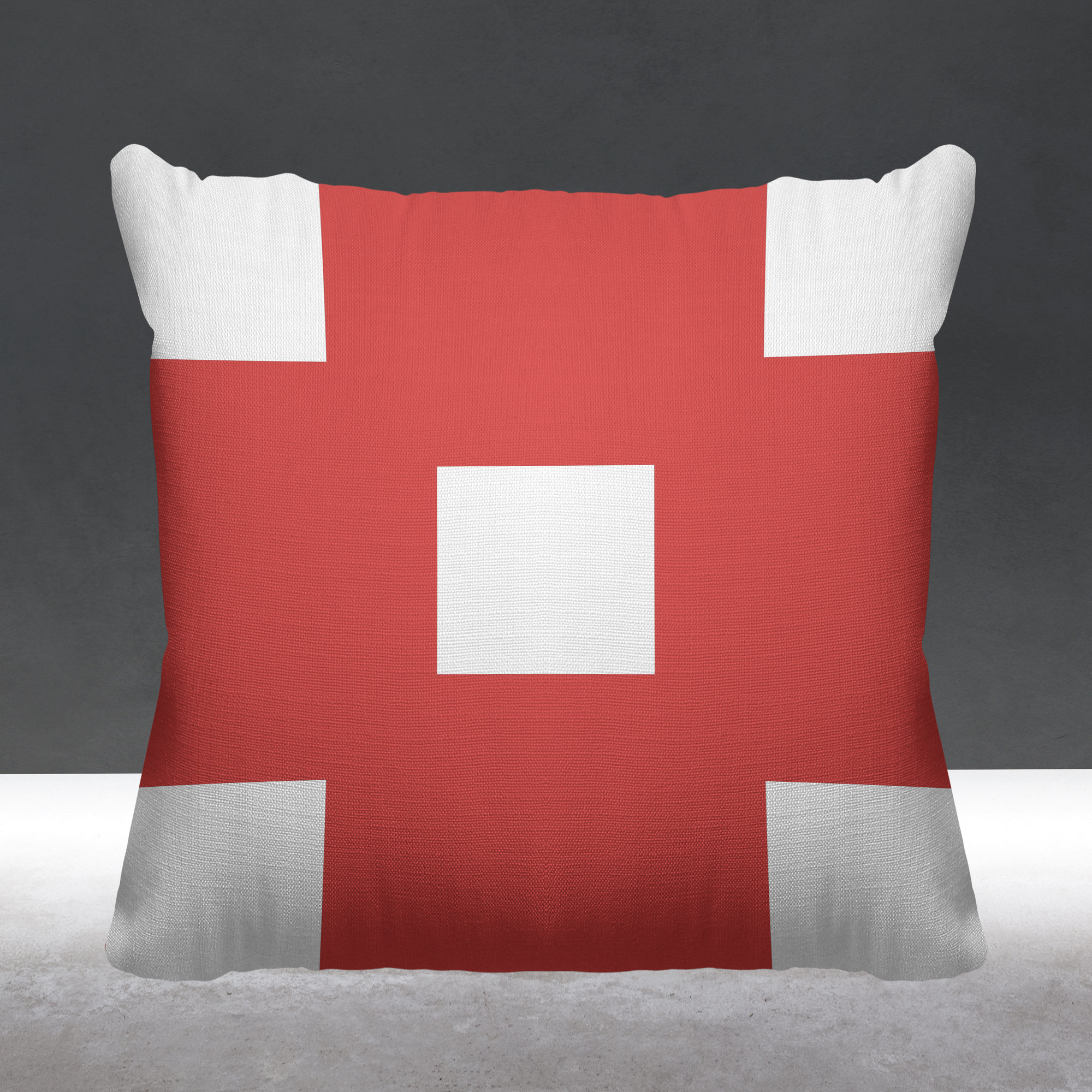 Luella Geometric Indoor/Outdoor Throw Pillow, 20W" x 20H", Coral