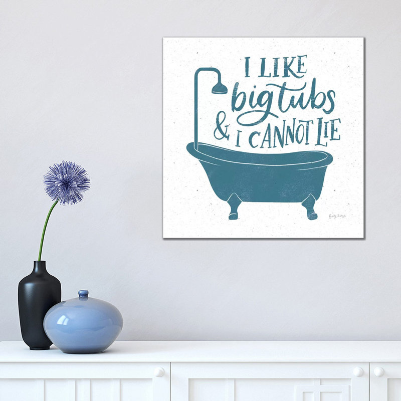 Turkish Tile Bathroom Puns II by Becky Thorns - Print on Canvas, 45.72cm H x 45.72cm W x 3.81cm D, Wrapped Canvas