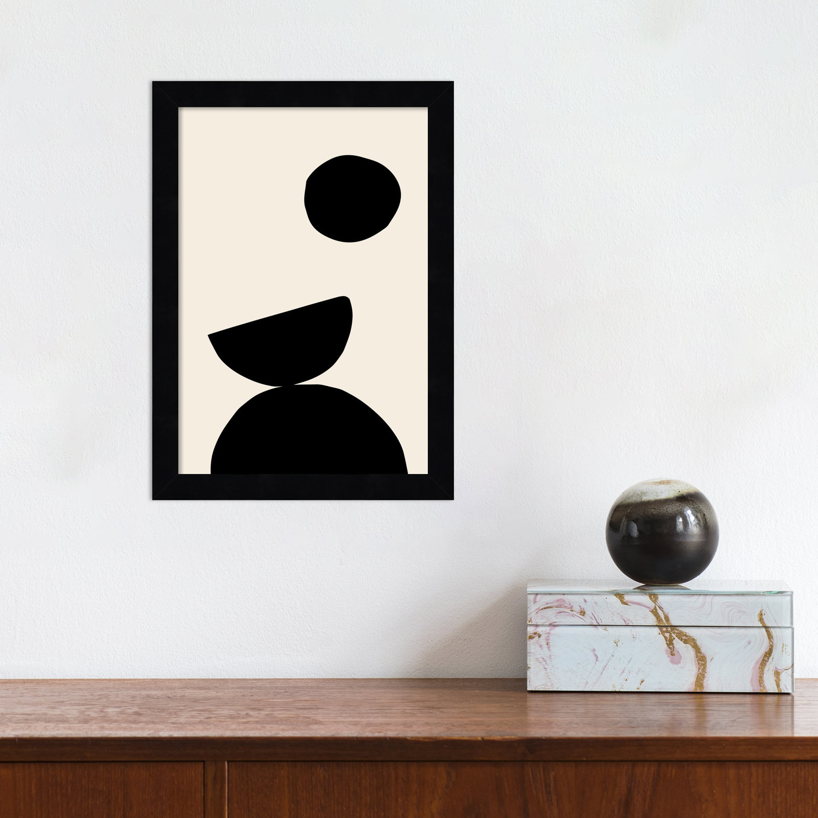 Organic Shapes 09 Print, 13.25" H x 9.56" W x 0.88" D, Black