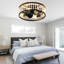 Ventilateur de plafond encastré Bohemia noir de 47,8 cm (18,8 po) avec lumière et télécommande, moteur CC réversible à 6 vitesses pour chambre à coucher
