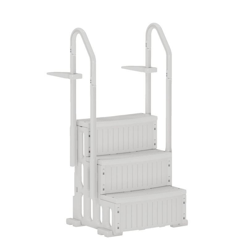 Échelle de piscine à 3 marches EROMMY avec rampes doubles, capacité de 400 lb pour les marches de piscine antidérapante de 36 "à 50" hors-terre et creusées, construction durable en PE avec installation par encliquetage