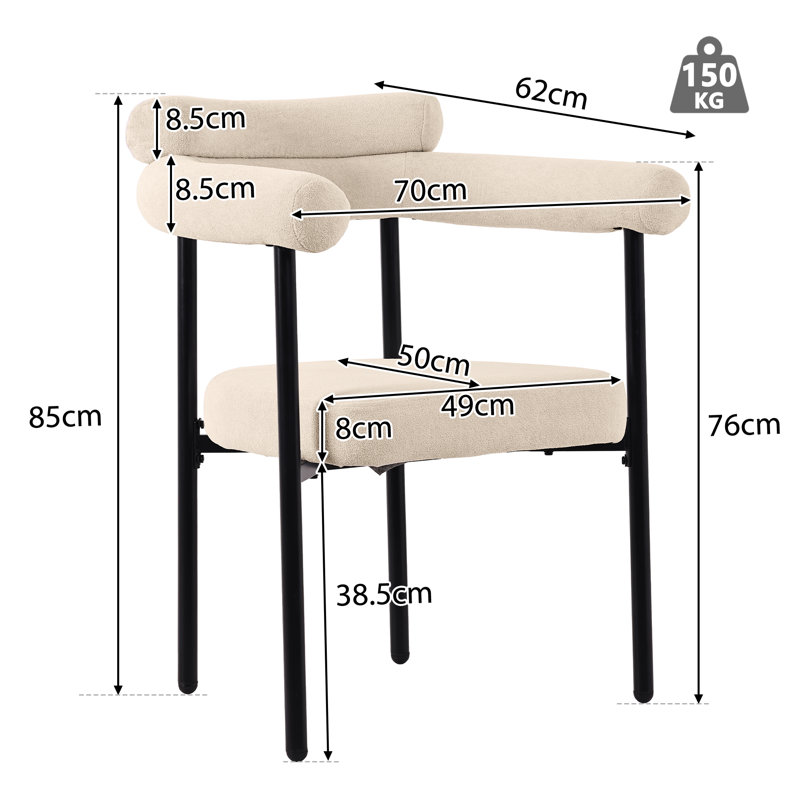 Set Of Chairs With Armrest, Beige, 2