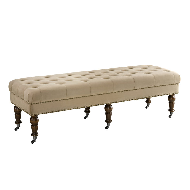 Athylene Linen Upholstered Bench, 17.75” H x 62” W x 19.63” D, Beige