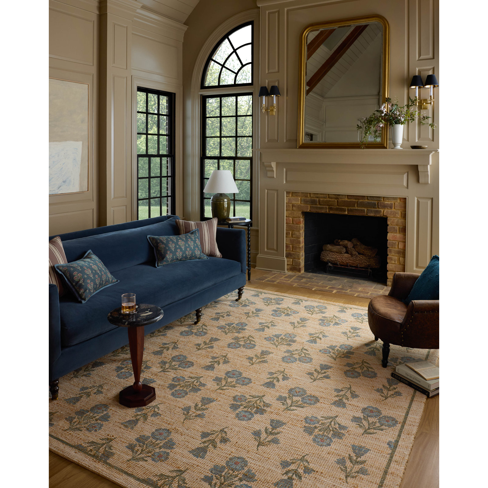 Chris Loves Julia x Loloi Rue Moss Blue Rug, Square 1'6"