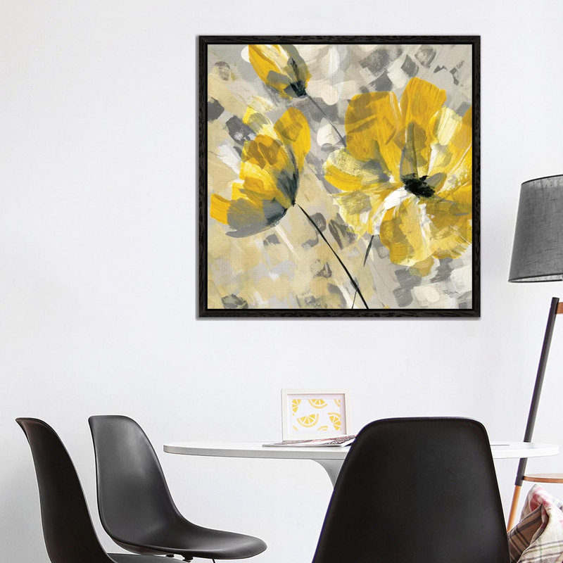 Buttercup II by Katrina Craven - Painting on Canvas, 93.98 cm H x 93.98 cm W, Black Floater Framed