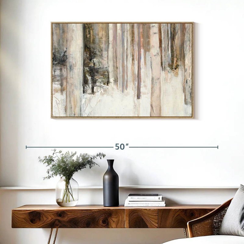 Lumière chaude d'hiver II, Cadre flottant en bois naturel, 37 po x 25 po