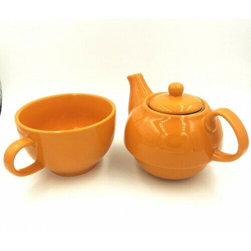Théière blanche avec tasse, Orange