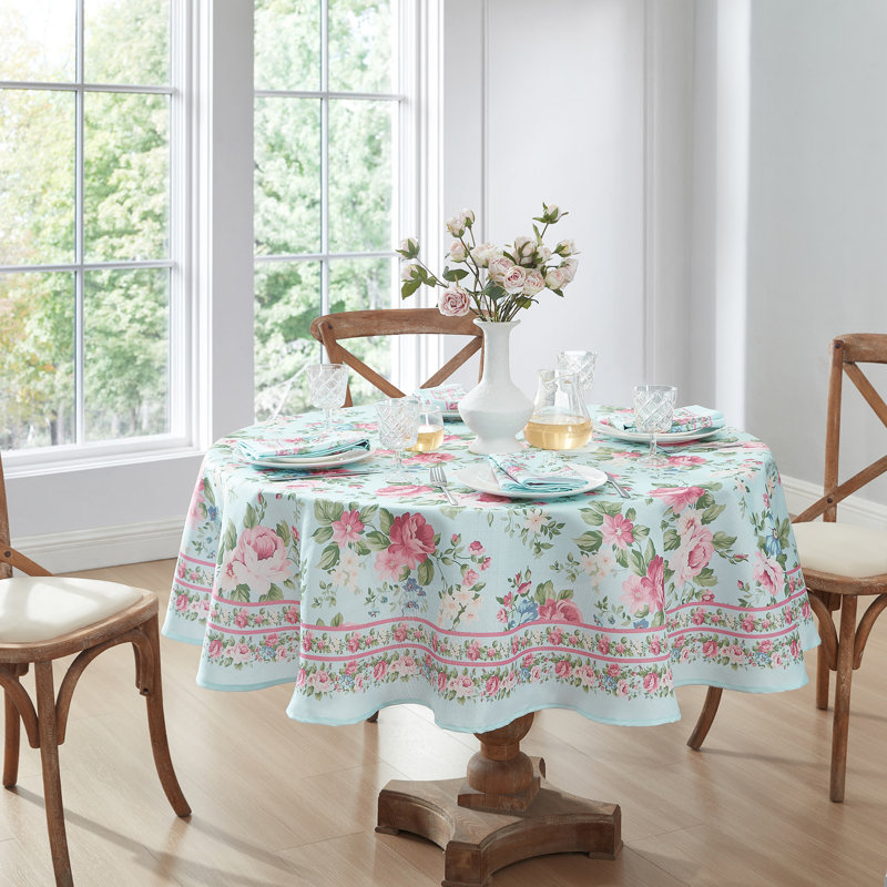 Vintage Floral 70" Round Floral Polyester Tablecloth