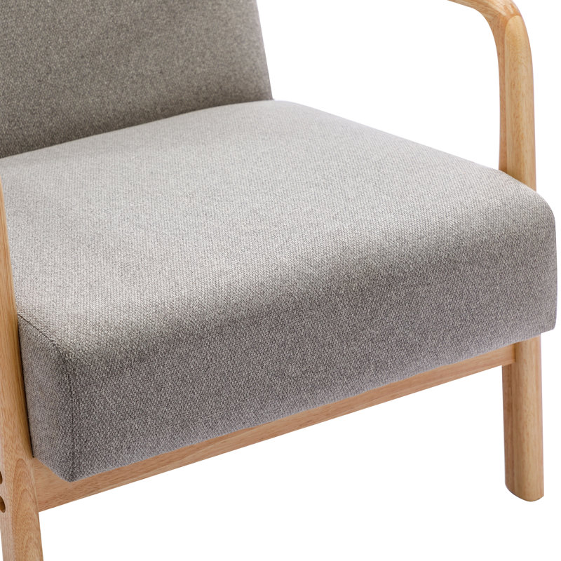 Carrel Upholstered Armchair, Gray 100% Linen